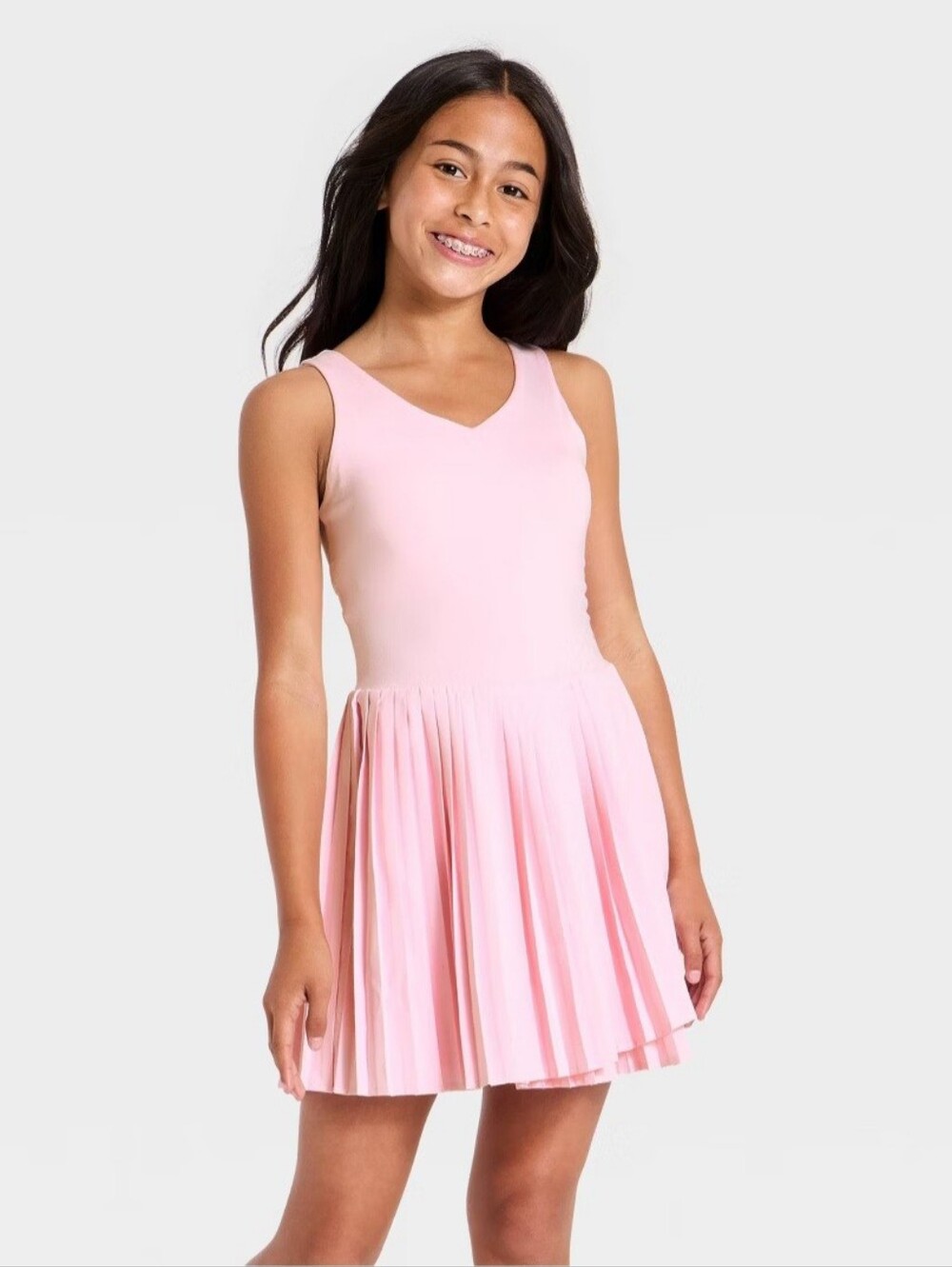 Girls' Pleated Active Dress - All In Motion" Light Pink L